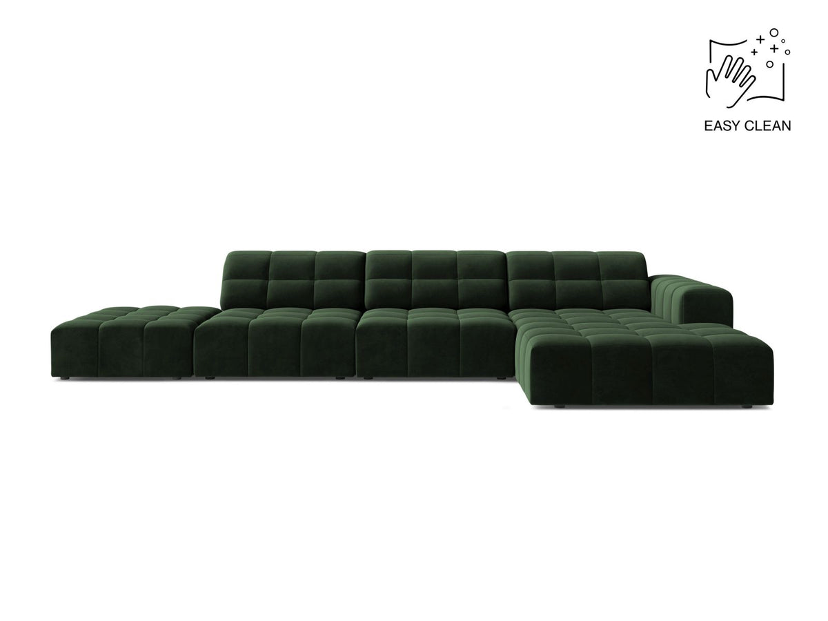 Jennifer — Corner Sofa Bottle Green (Venus 2940) Black Plastic Right