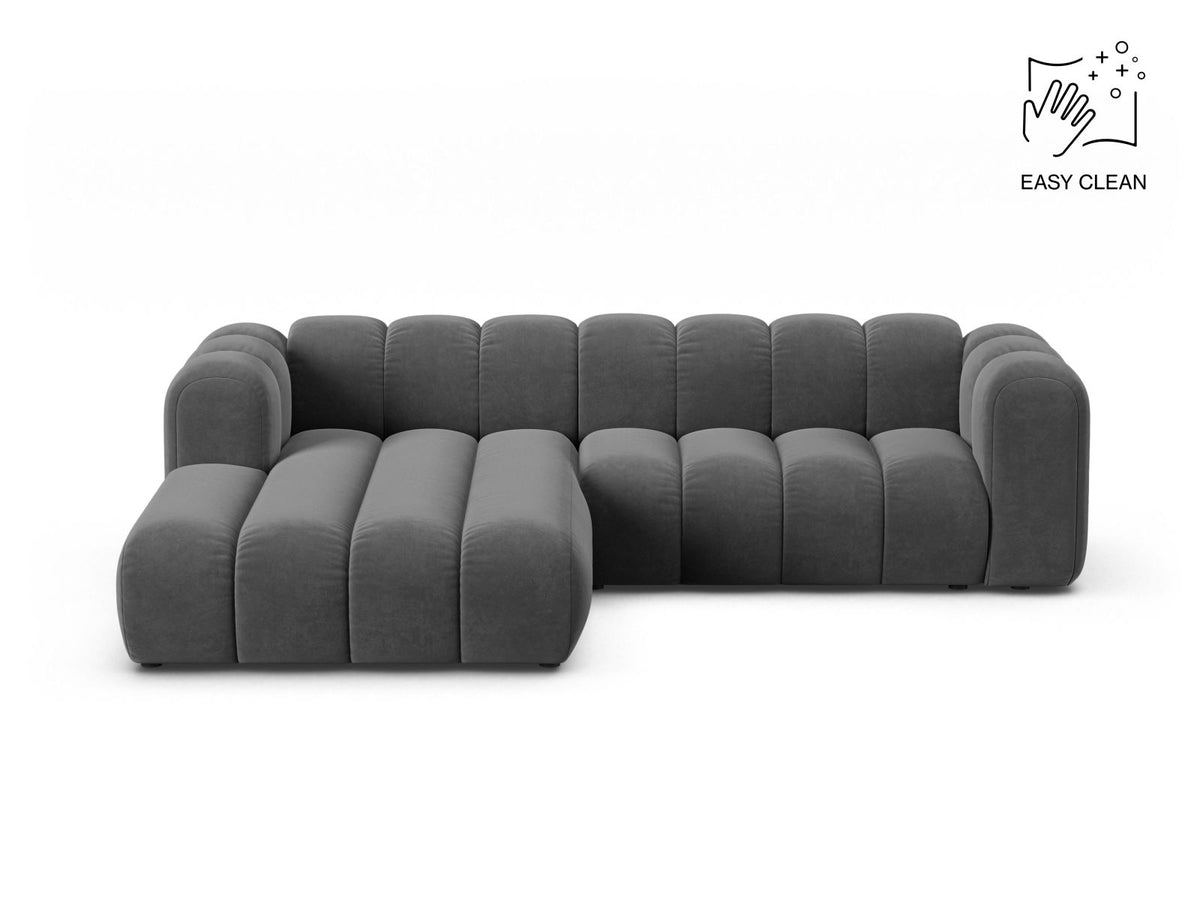 Lupine — Corner Sofa Grey (Venus 2930) Black Plastic Left
