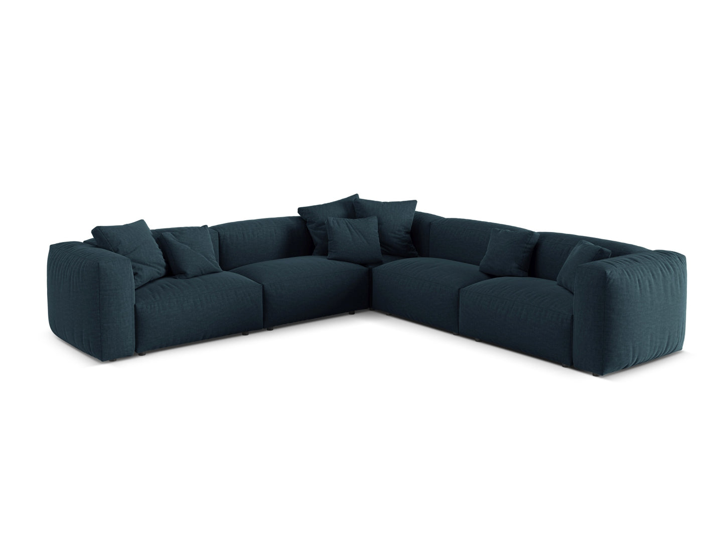 Martina — Corner Sofa Blue Jeans (Boston Ocean) Black Plastic