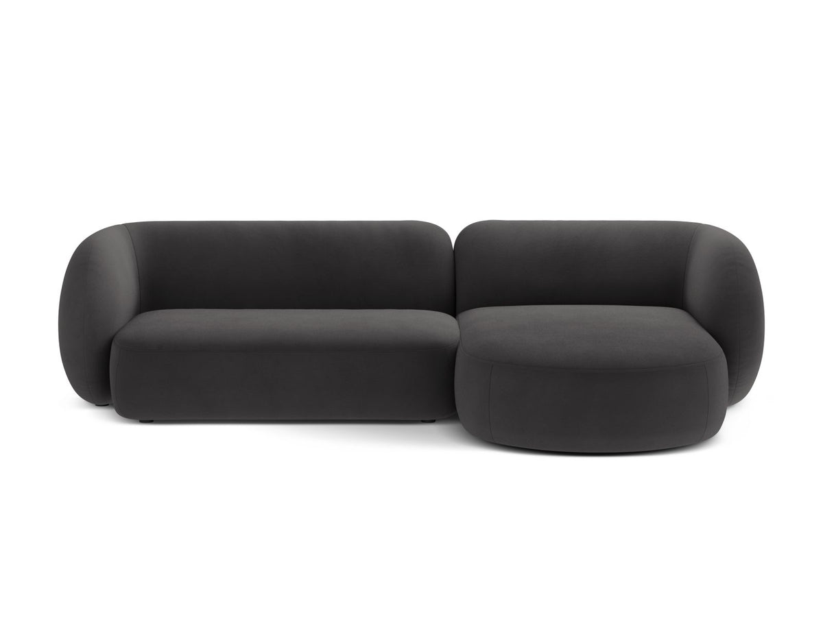 Kate — Corner Sofa Dark Grey (Salvador 18) Black Plastic Right