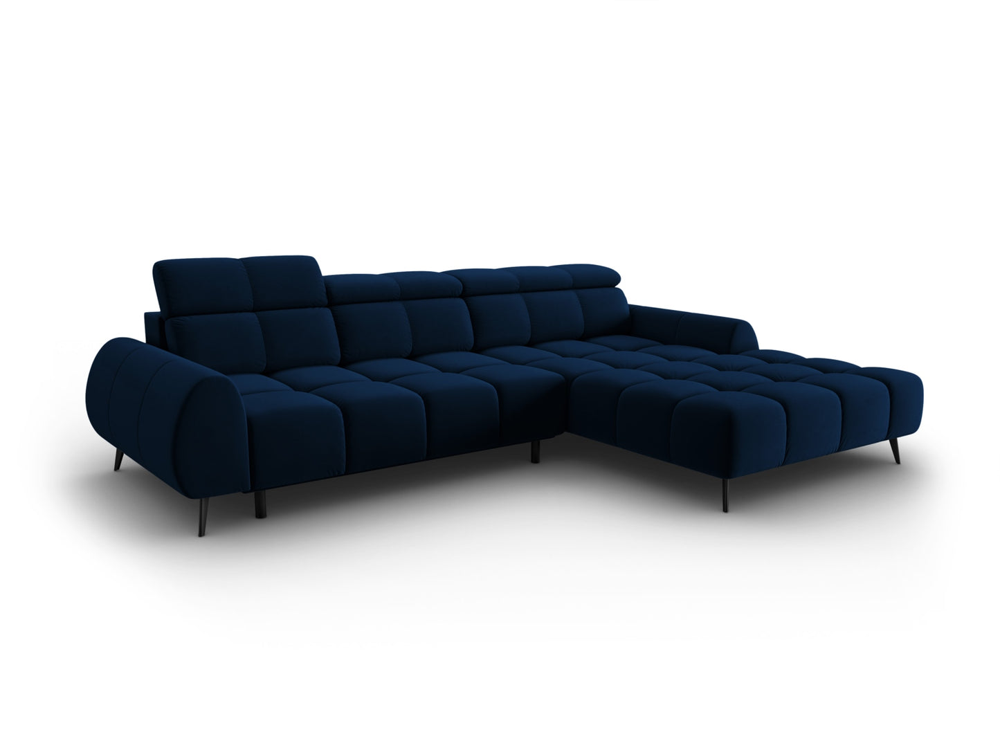 Alyse — Corner Sofa Royal Blue (Bluvel 86) Black Metal Right