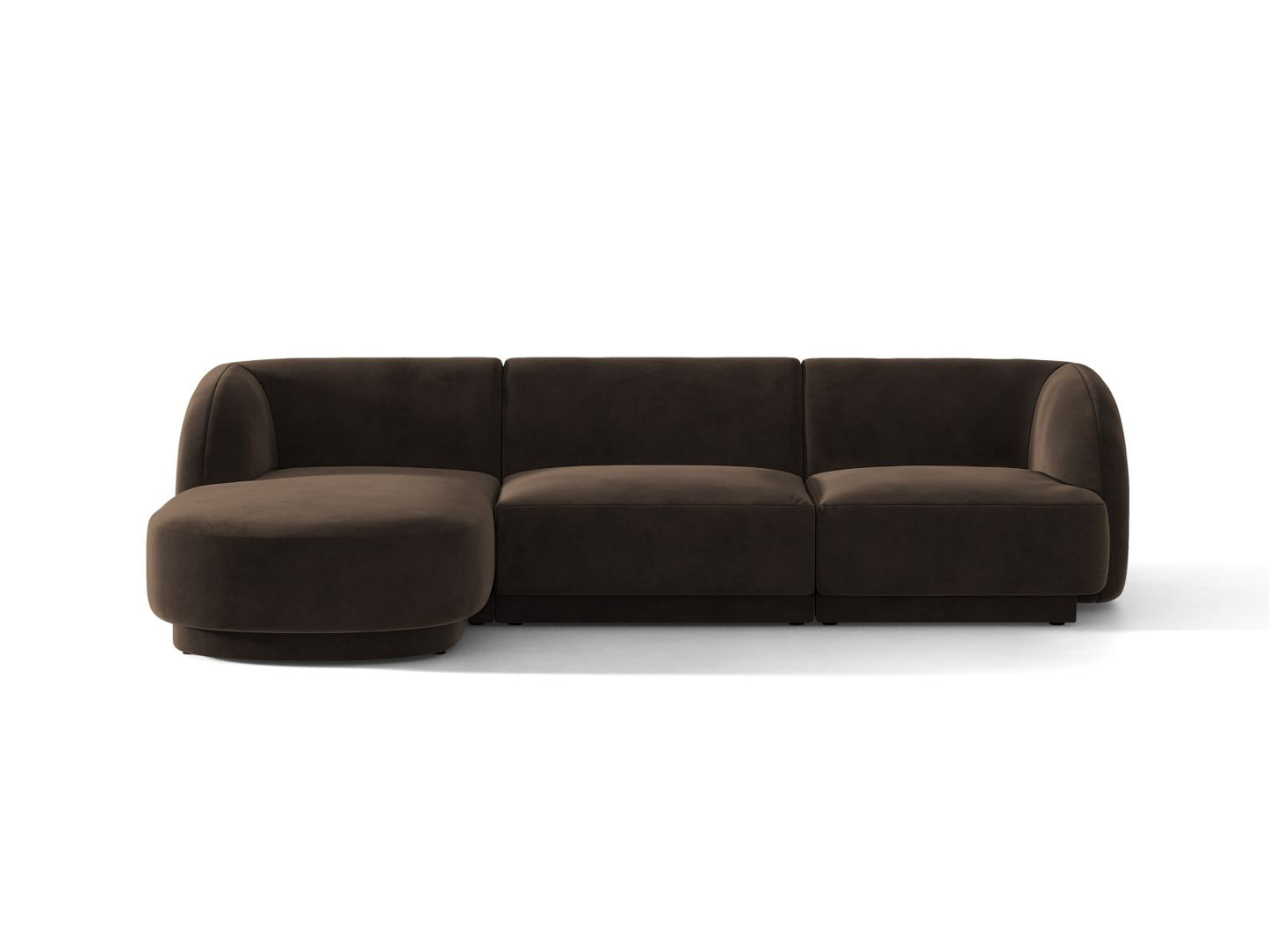 Miley — Corner Sofa Dark Brown (Bluvel 48) Black Plastic Left