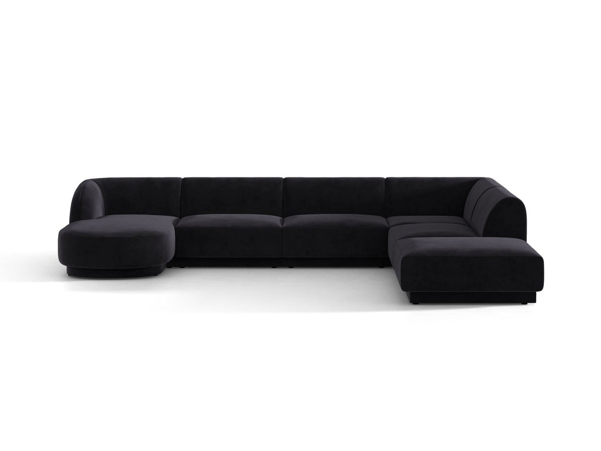Miley — Panoramic Sofa Black (Venus 2923) Black Plastic Right