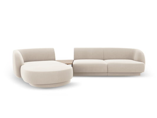 Miley — Sofa Light Beige (Bluvel 22) Black Plastic Left