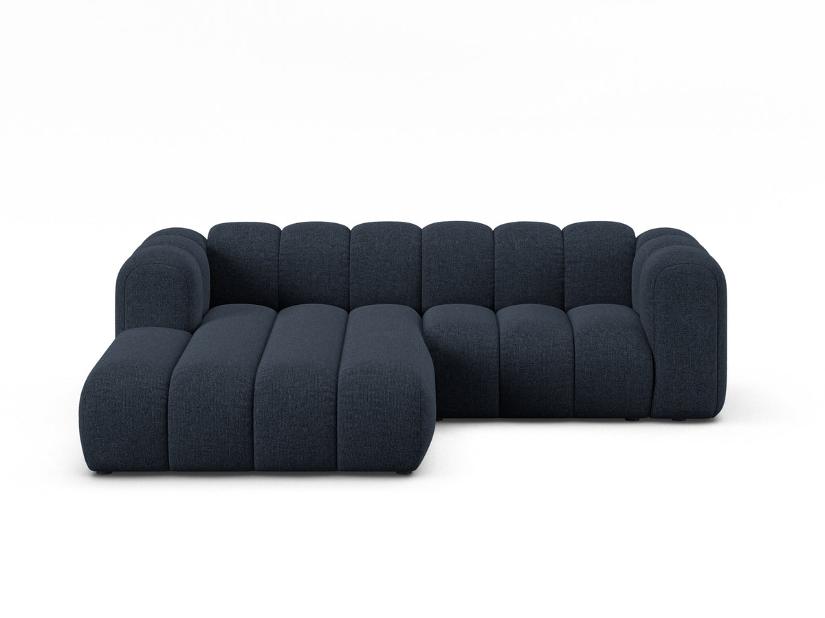 Lupine — Corner Sofa Navy Blue (Eden 16 Deep Blue) Black Plastic Left