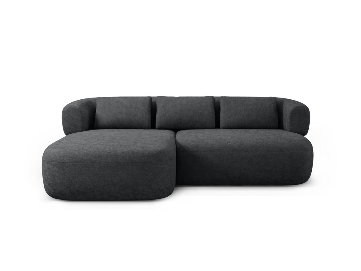 Jenny — Corner Sofa Dark Grey (Perfect Harmony 90) Black Plastic Left