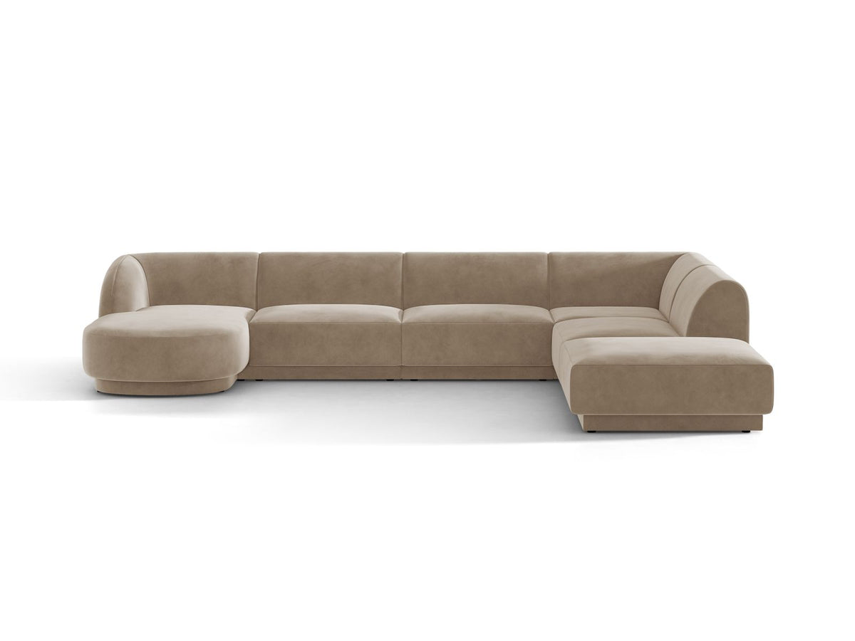 Miley — Panoramic Sofa Cappuccino (Bluvel 40) Black Plastic Right