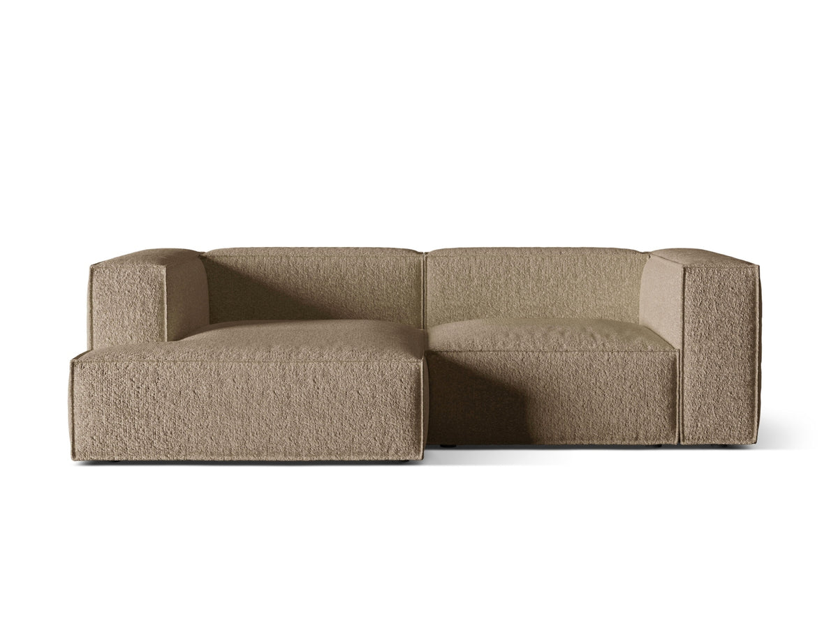 Nuria — Corner Sofa Cappuccino (Monet Cappucino) Black Plastic Left
