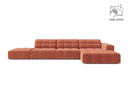 Jennifer — Corner Sofa Coral (Venus 2933) Black Plastic Right