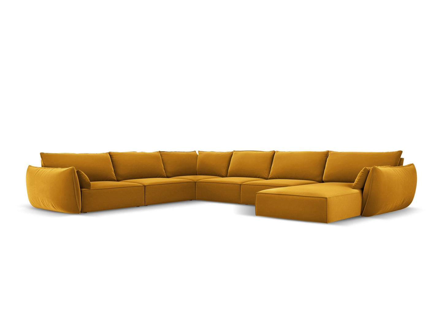 Kaelle — Panoramic Sofa Yellow (Bluvel 68) Black Plastic Left