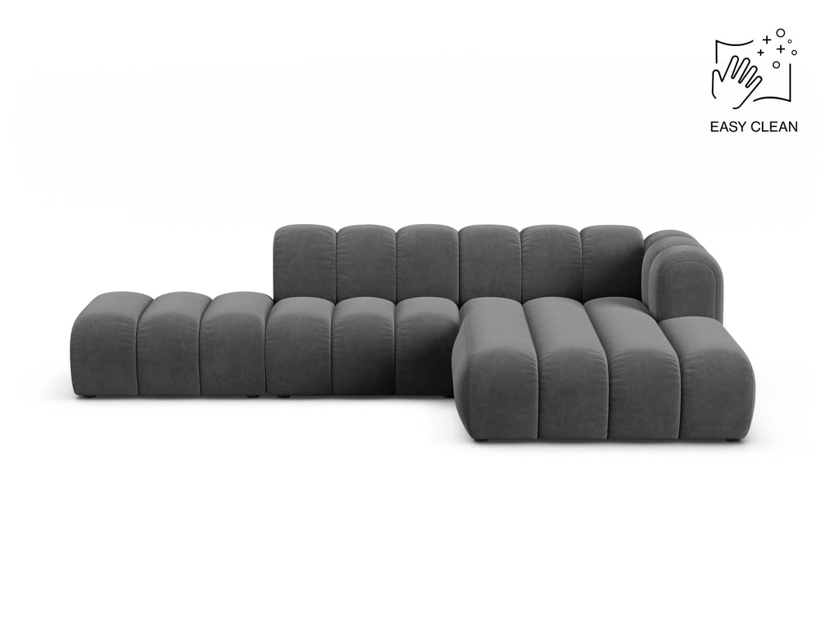 Lupine — Corner Sofa Grey (Venus 2930) Black Plastic Right
