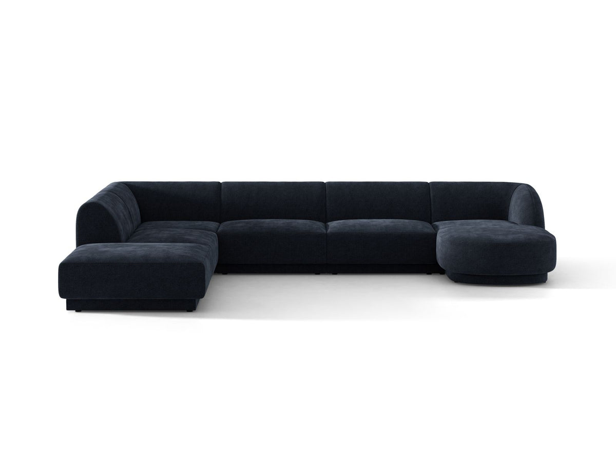 Miley — Panoramic Sofa Navy Blue (Eden 16 Deep Blue) Black Plastic Left