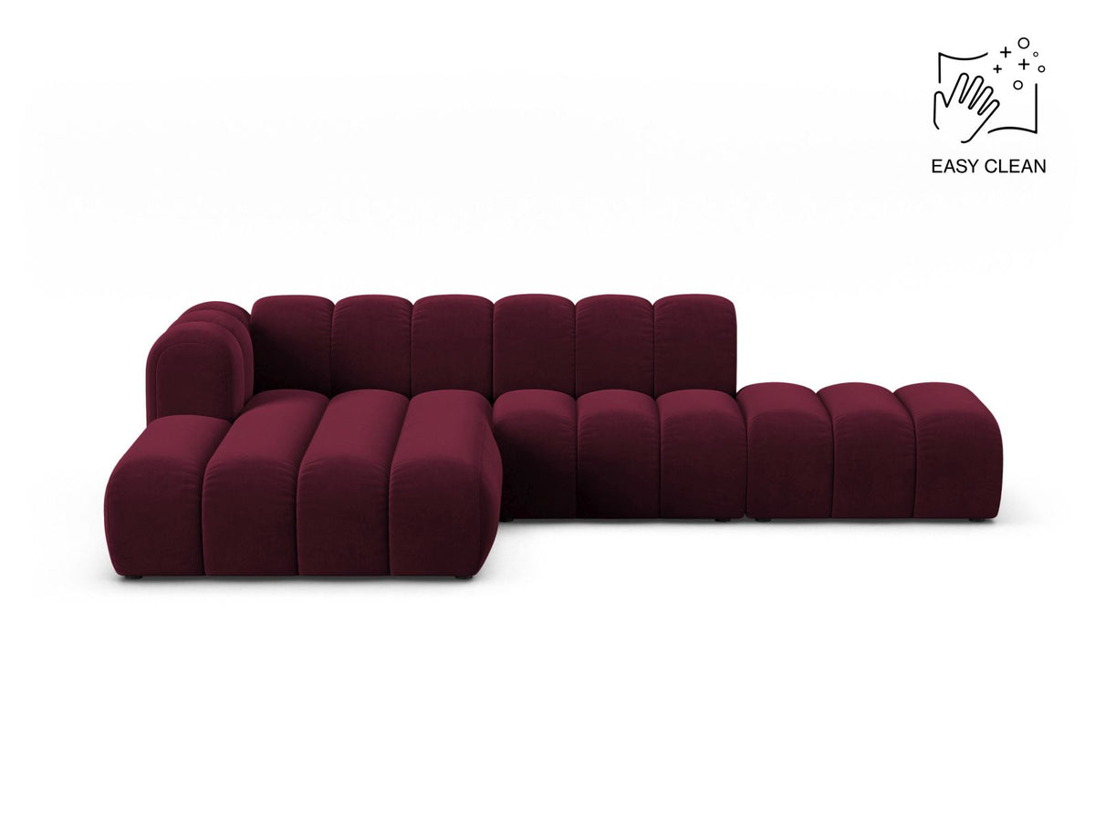 Lupine — Corner Sofa Burgundy (Venus 2932) Black Plastic Left
