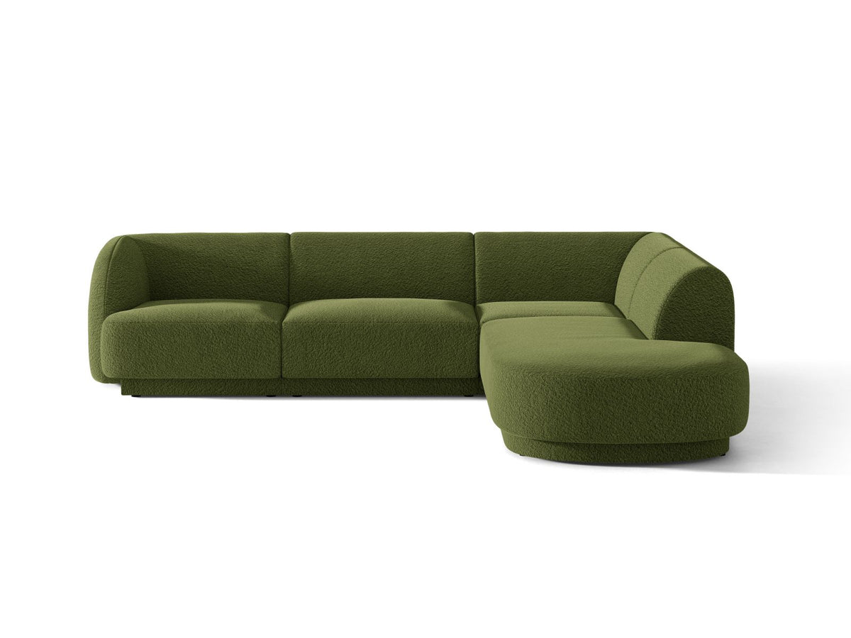 Miley — Corner Sofa Dark Olive Green (Baloo 2090) Black Plastic Right