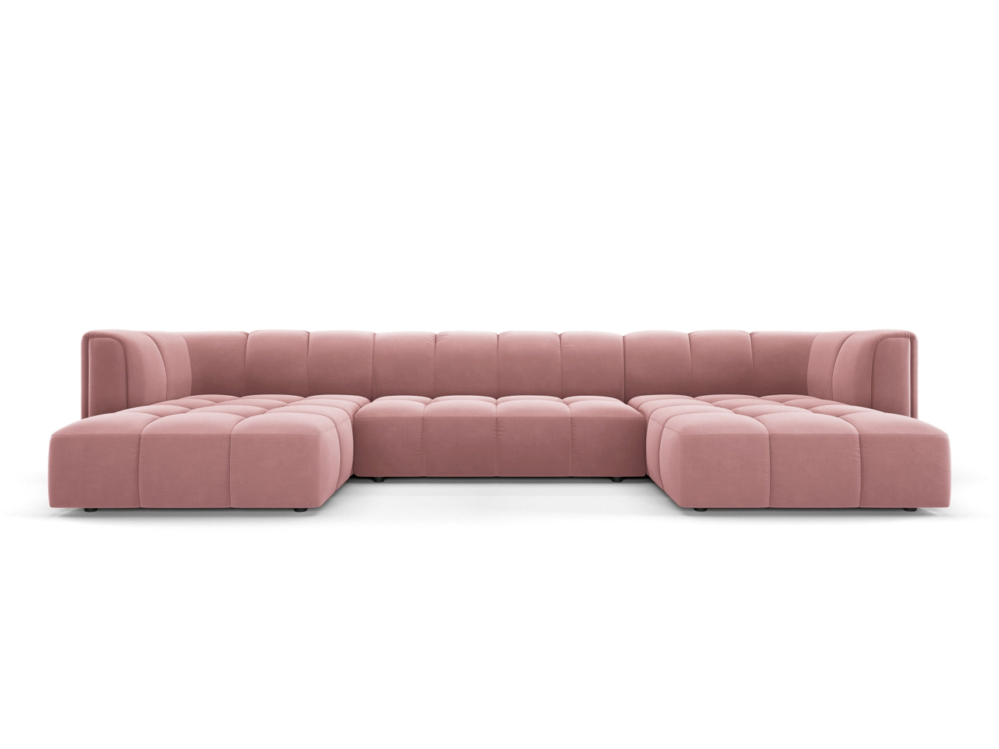 Moritz — Panoramic Sofa Pink (Bluvel 52) Black Plastic
