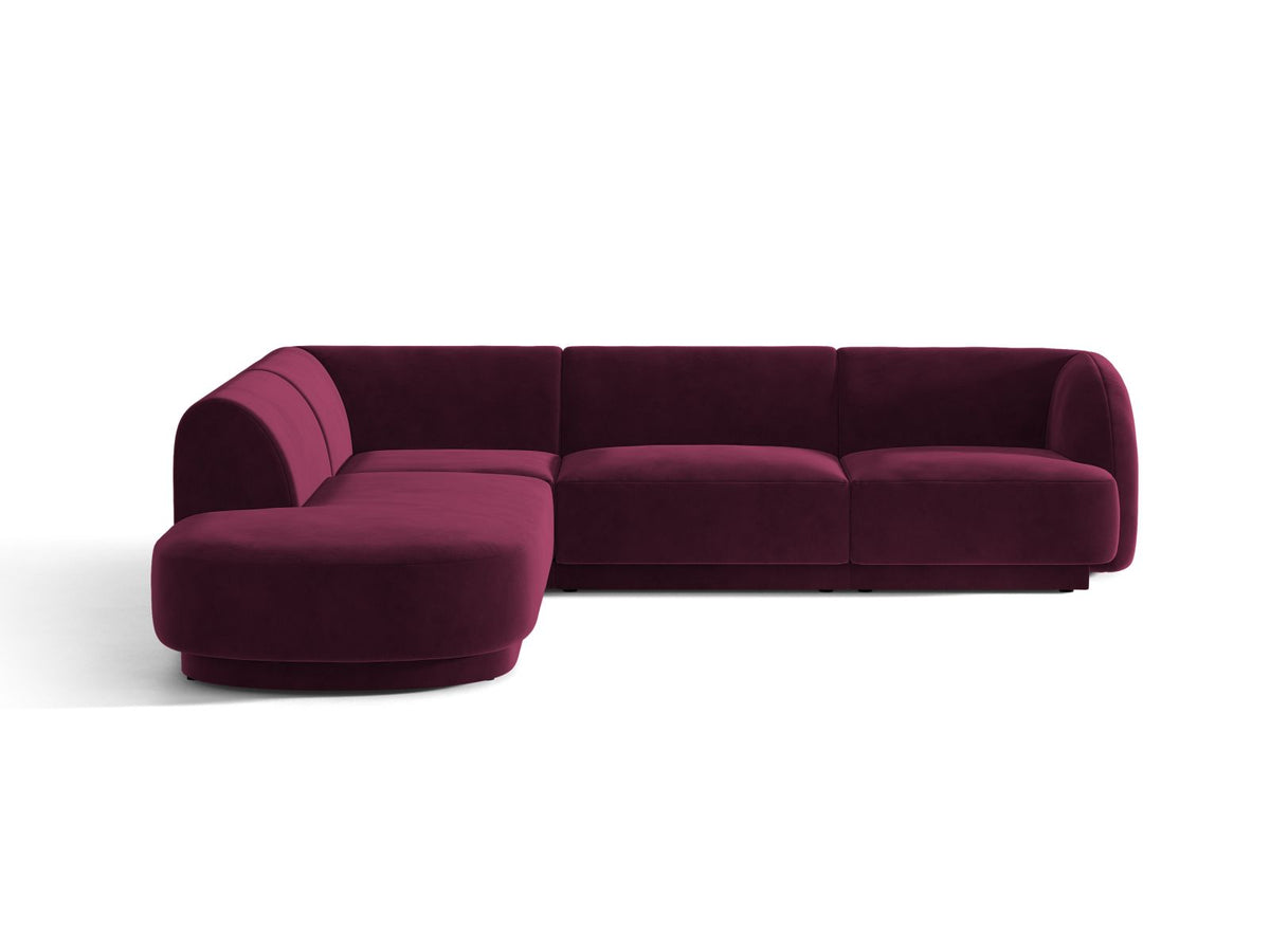 Miley — Corner Sofa Burgundy (Venus 2932) Black Plastic Left