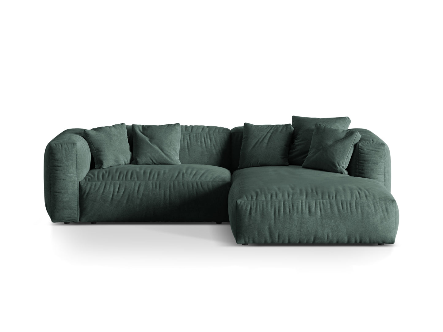 Martina — Corner Sofa Petrol (Vogue 12) Black Plastic Right