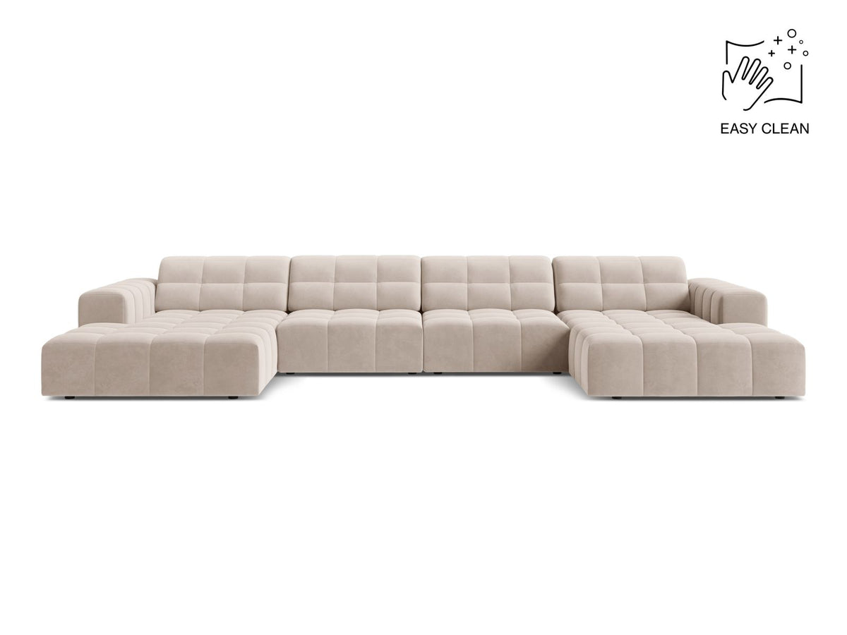 Jennifer — Panoramic Sofa Light Beige (Venus 2927) Black Plastic
