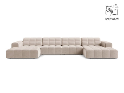 Jennifer — Panoramic Sofa Light Beige (Venus 2927) Black Plastic