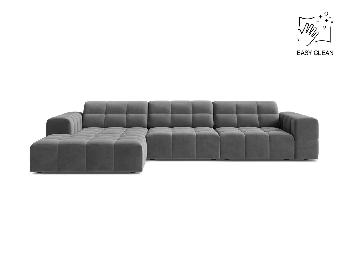 Jennifer — Corner Sofa Light Grey (Venus 2929) Black Plastic Left