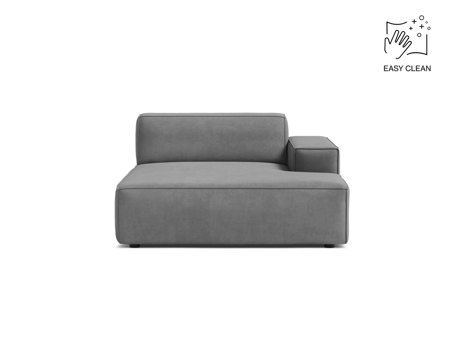 Jodie — Chaise Longue Light Grey (Venus 2929) Black Plastic Right