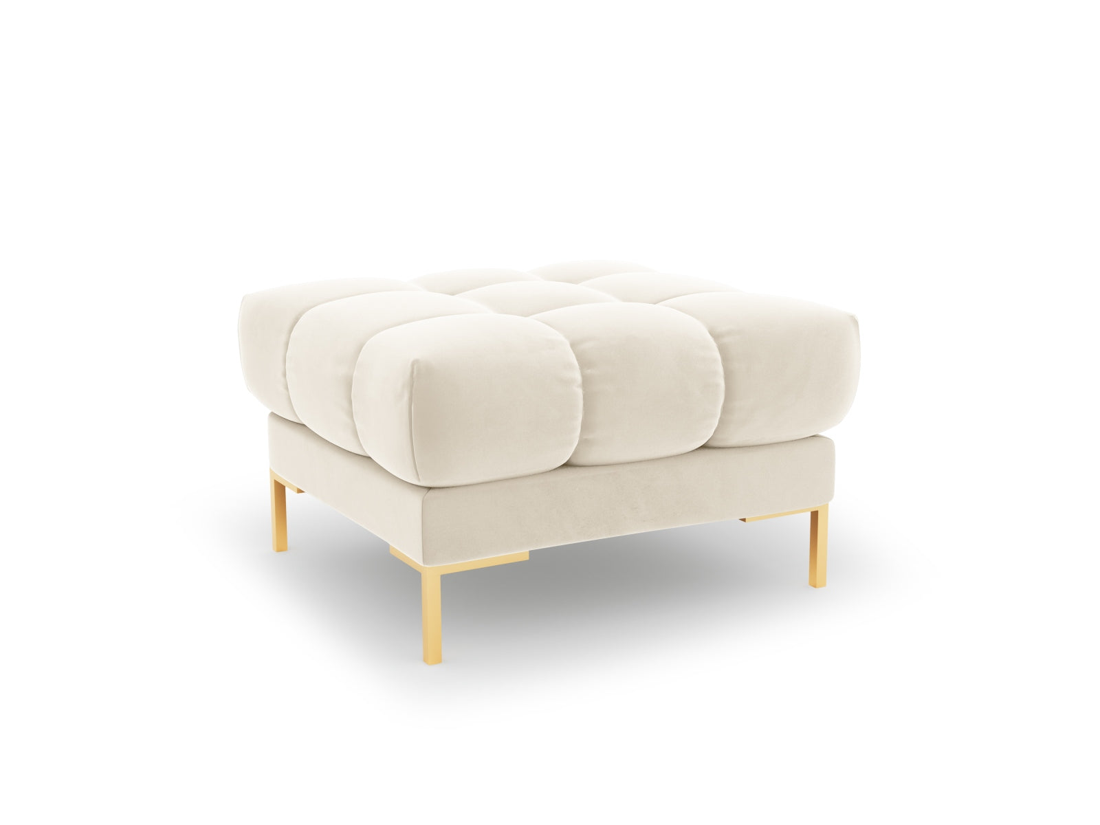 Bali — Pouf Light Beige (Bluvel 22) Gold Metal