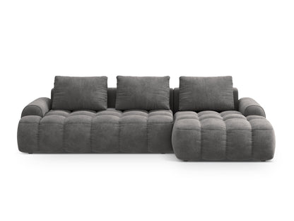 Linz — Corner Sofa Grey (Vogue 15) Black Plastic Right