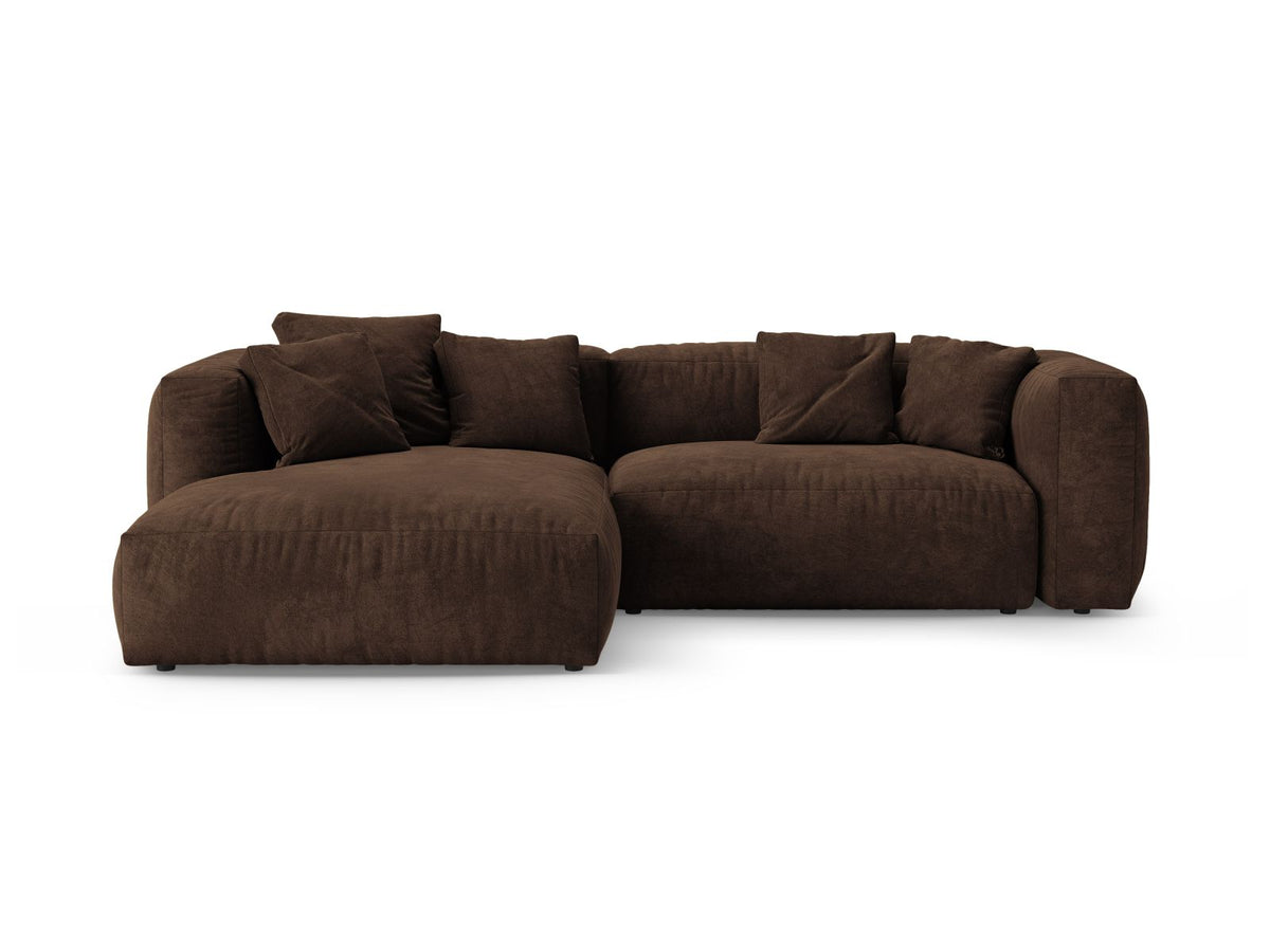 Martina — Corner Sofa Chocolate (Vogue 6) Black Plastic Left