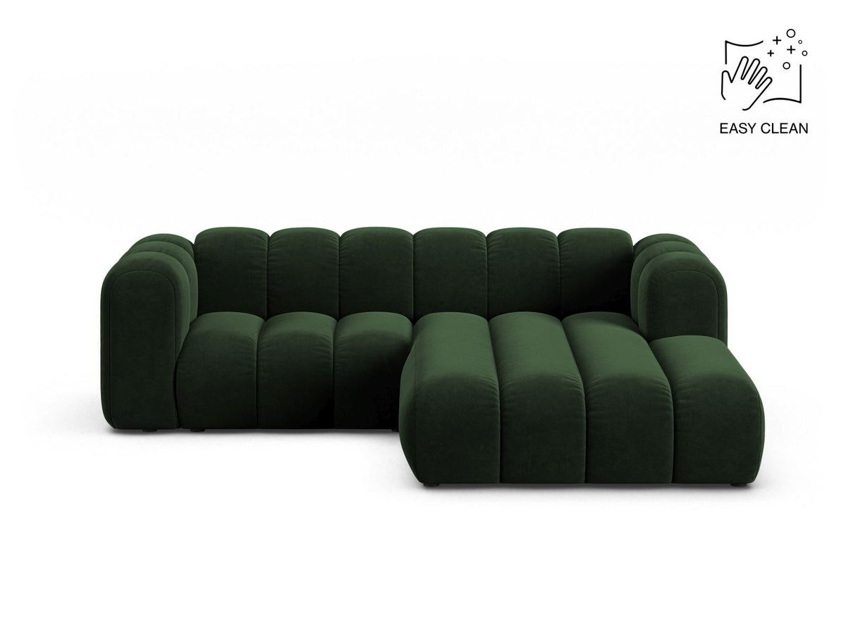 Lupine — Corner Sofa Bottle Green (Venus 2940) Black Plastic Right