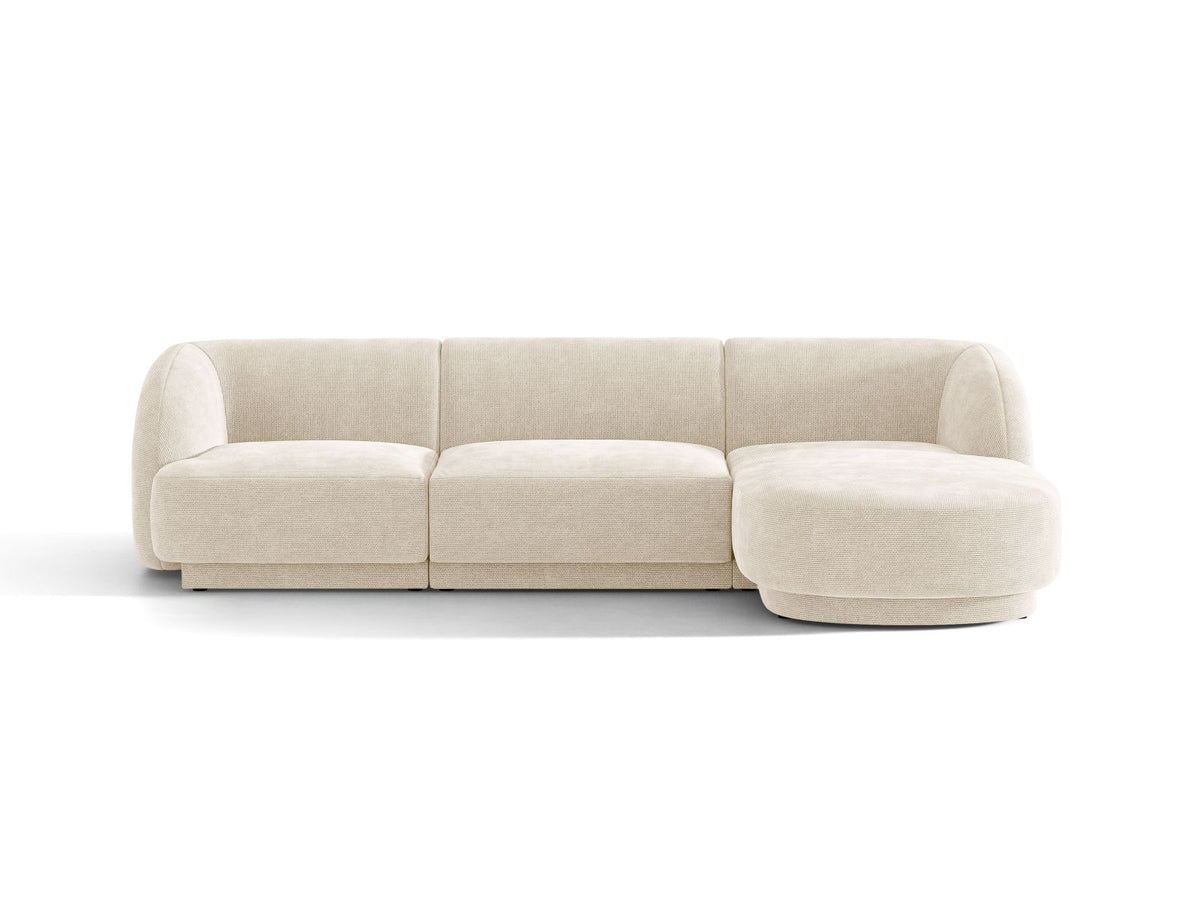 Miley — Corner Sofa Ivory (Eden 1 Ivory) Black Plastic Right