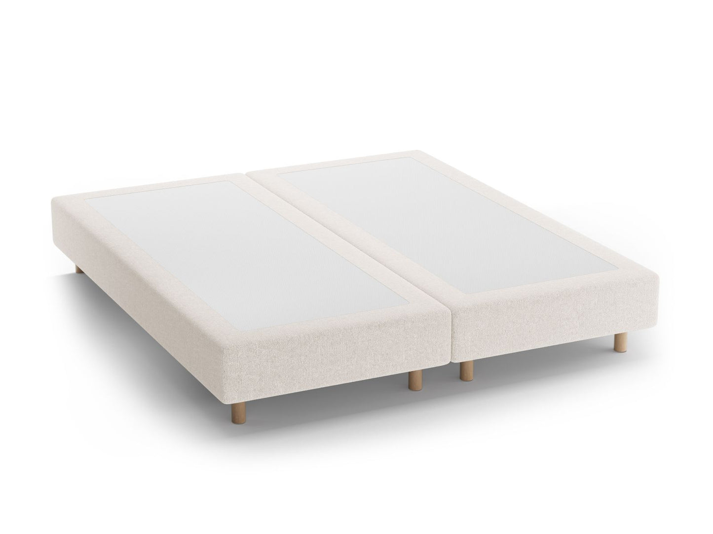 Whale — Bed Base Light Beige (Eden 2 Pearl) Natural Beech Wood