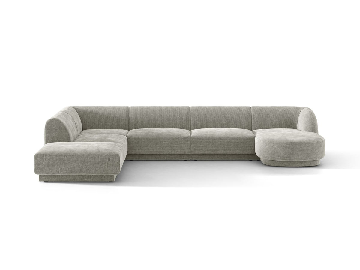 Miley — Panoramic Sofa Light Grey (Haga 06) Black Plastic Left