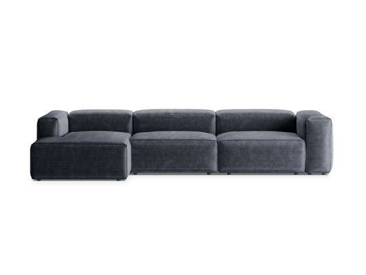 Bergamo — Corner Sofa Muted Blue (Perla 45) Black Plastic Left