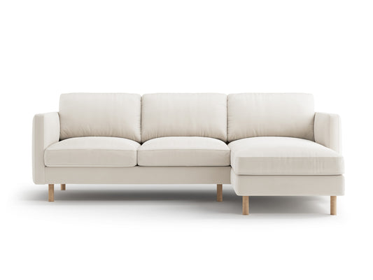 Eden — Corner Sofa Beige (Paris Cream) Natural Oak Wood Right