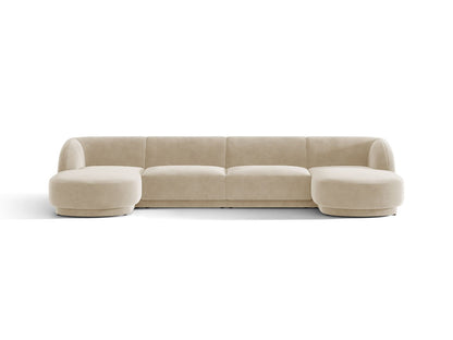 Miley — Panoramic Sofa Beige (Venus 2928) Black Plastic