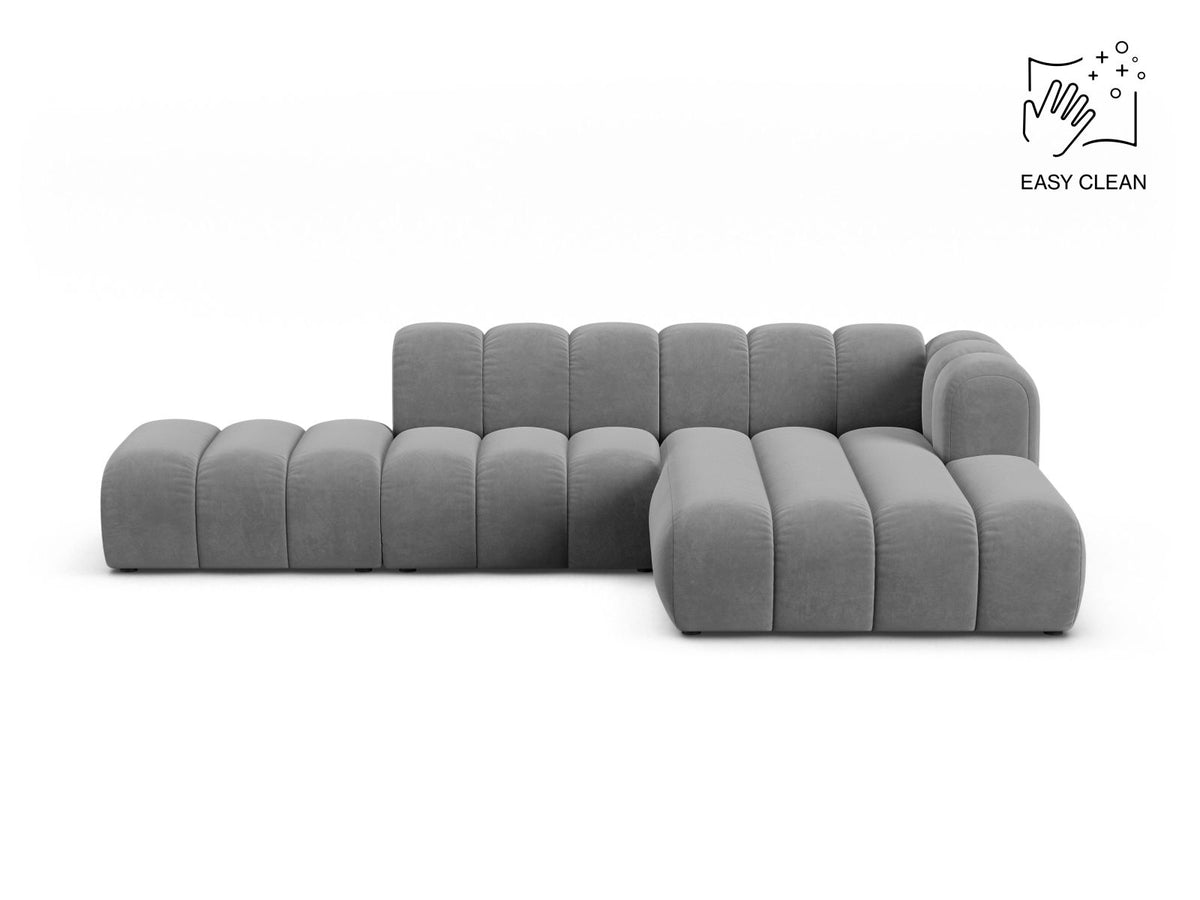 Lupine — Corner Sofa Light Grey (Venus 2929) Black Plastic Right
