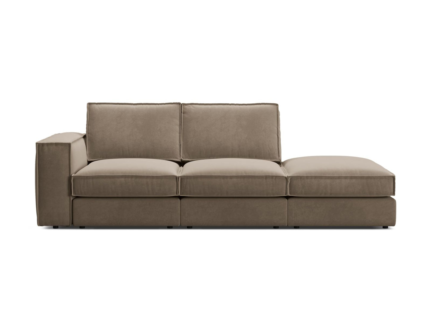 Pola — Sofa Grey Brown (Salvador 3) Black Plastic Right