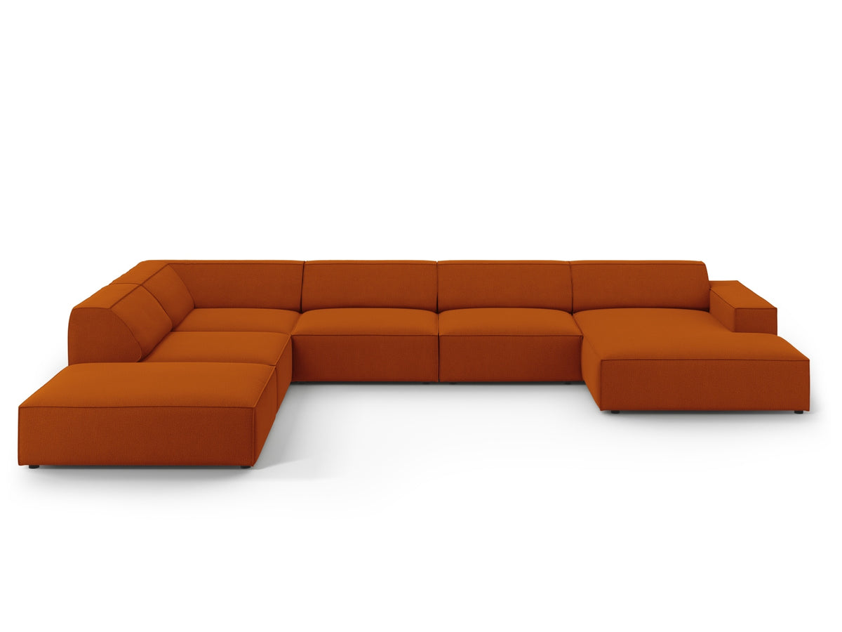 Jodie — Panoramic Sofa Terracotta (Megan 357) Black Plastic Left