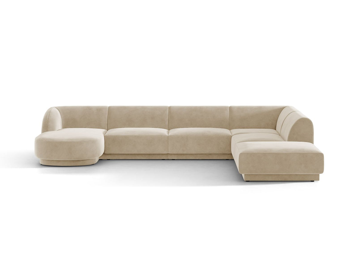 Miley — Panoramic Sofa Beige (Venus 2928) Black Plastic Right