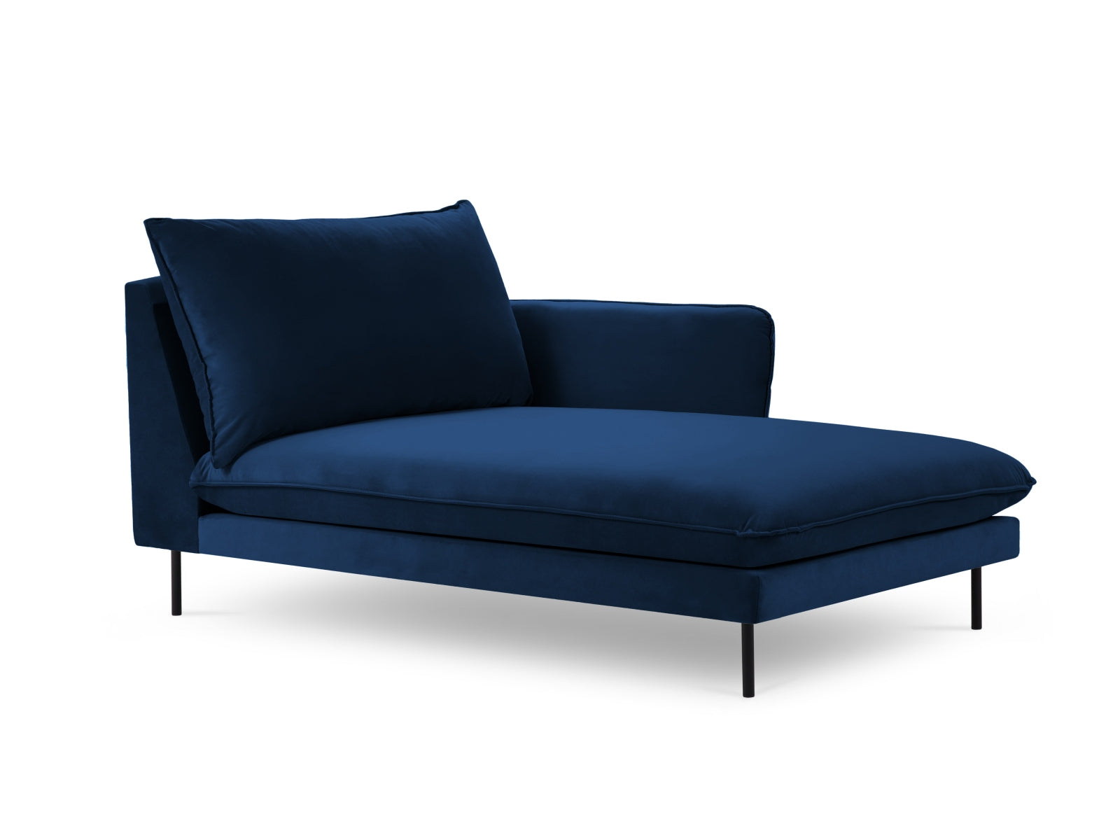 Vienna — Chaise Longue Royal Blue (Bluvel 86) Black Metal Right