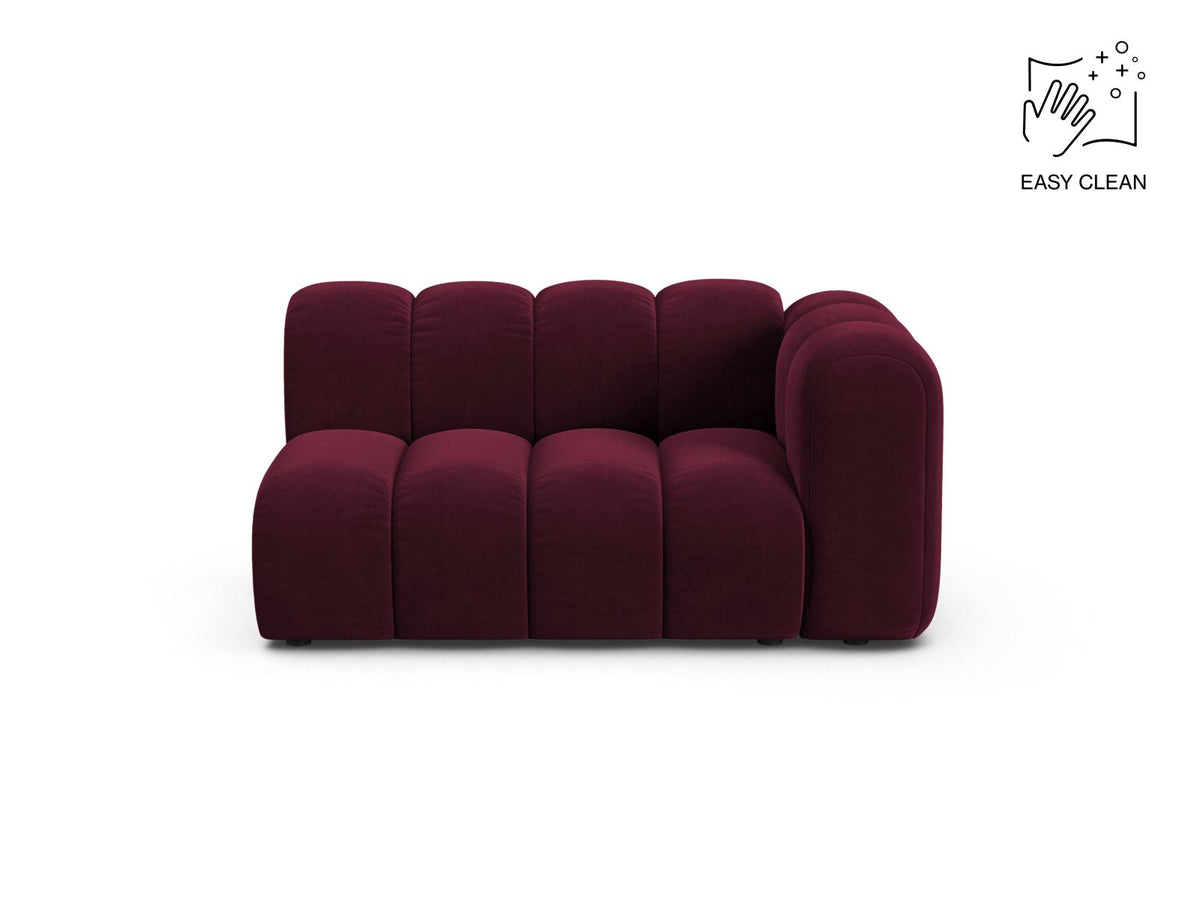 Lupine — Modular Sofa Burgundy (Venus 2932) Black Plastic Right
