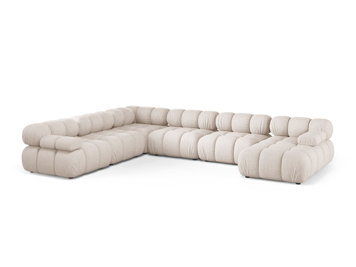 Bellis — Panoramic Sofa Beige (Liberty 2) Black Plastic Left
