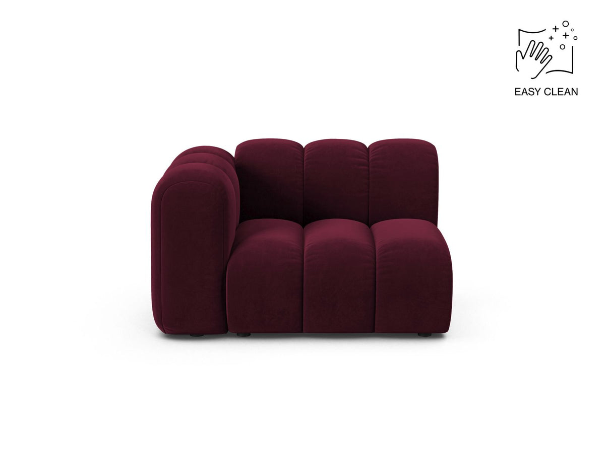 Lupine — Modular Sofa Burgundy (Venus 2932) Black Plastic Left
