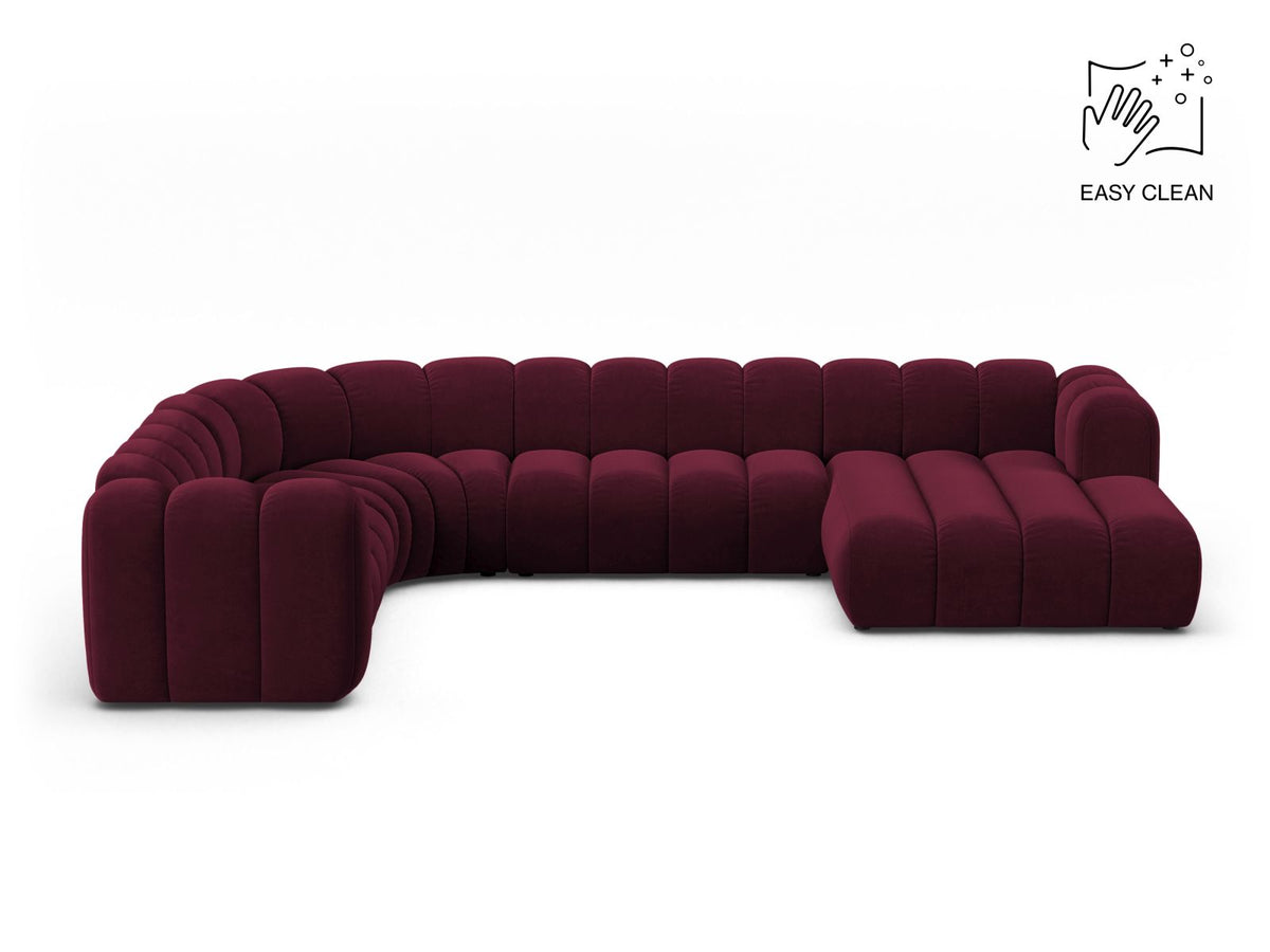 Lupine — Panoramic Sofa Burgundy (Venus 2932) Black Plastic Left