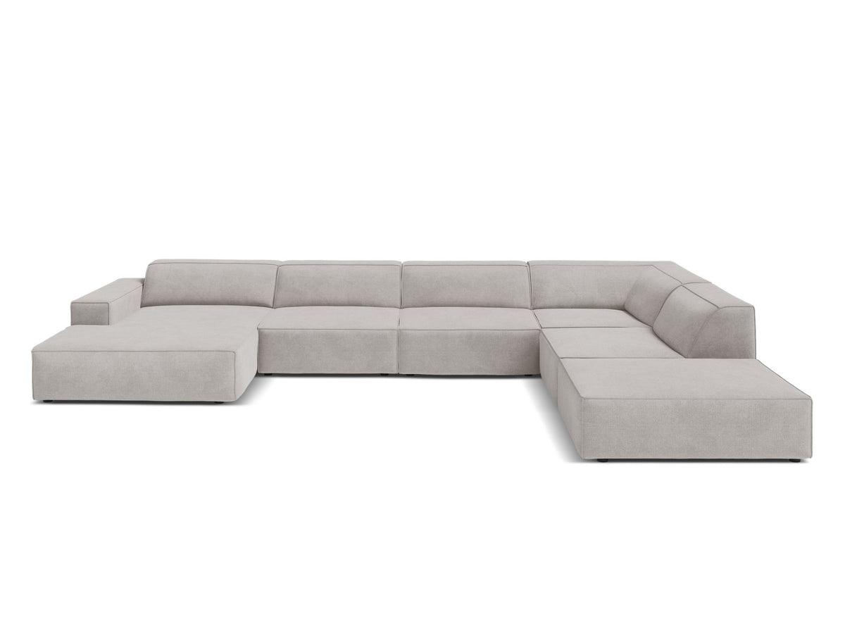 Jodie — Panoramic Sofa Light Grey (Liberty 18) Black Plastic Right
