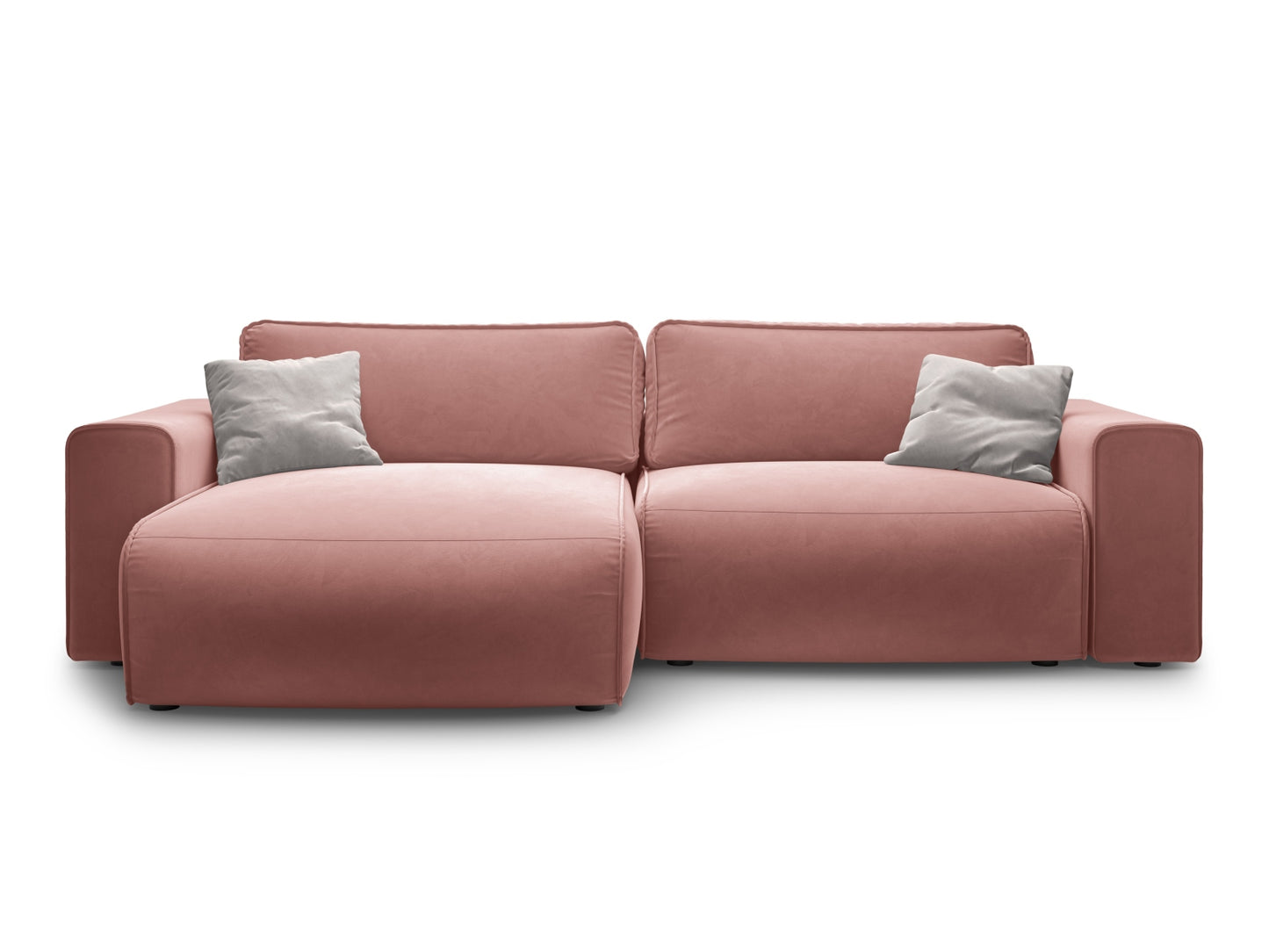 Victor — Corner Sofa Pink (Paris Salmon) Black Plastic Left