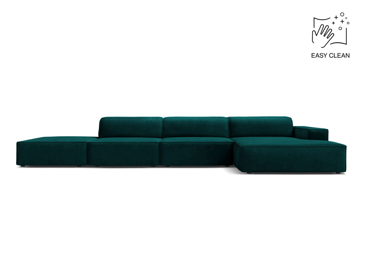 Jodie — Corner Sofa Deep Petrol (Venus 2911) Black Plastic Right