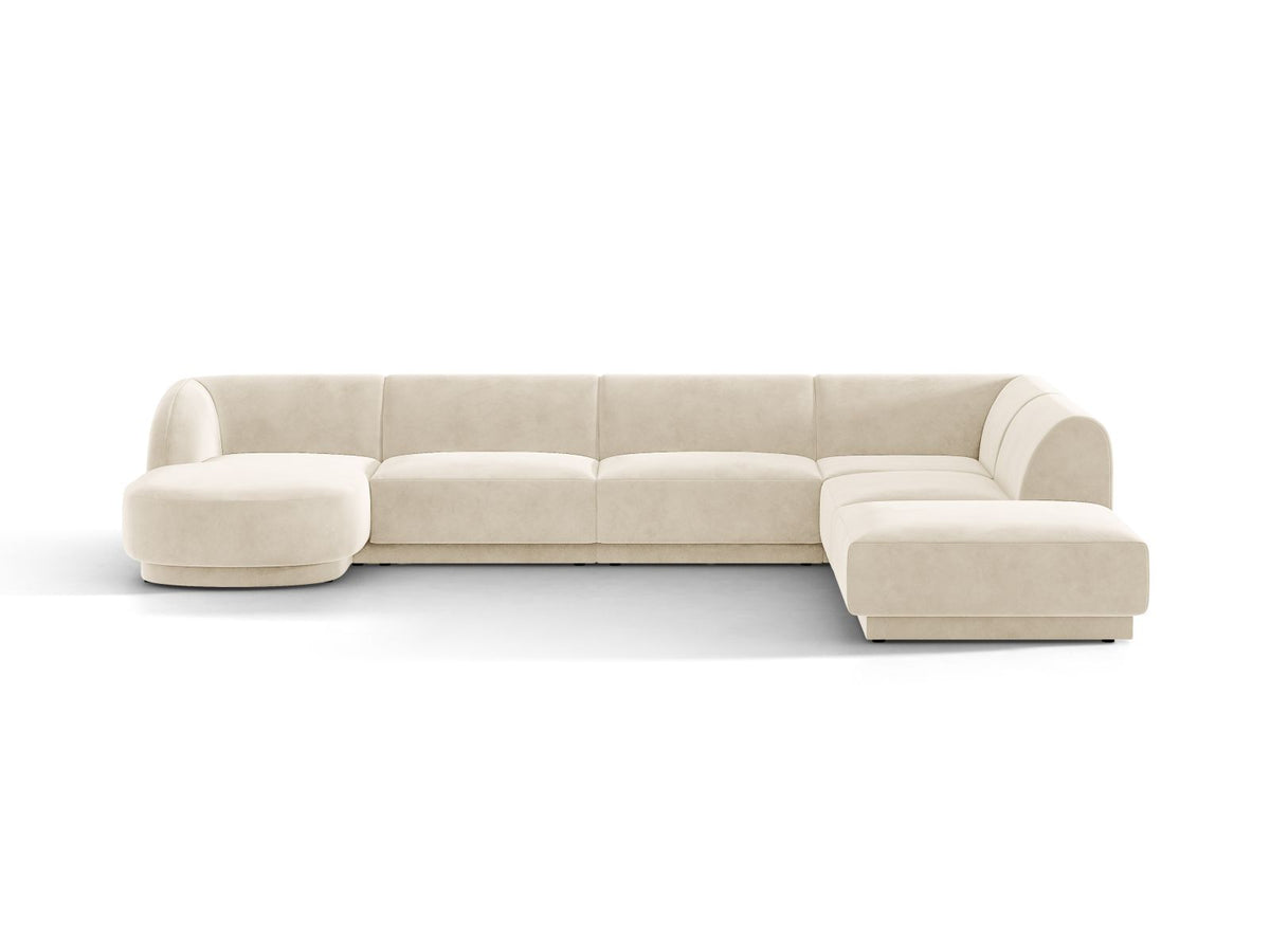 Miley — Panoramic Sofa Light Beige (Venus 2927) Black Plastic Right