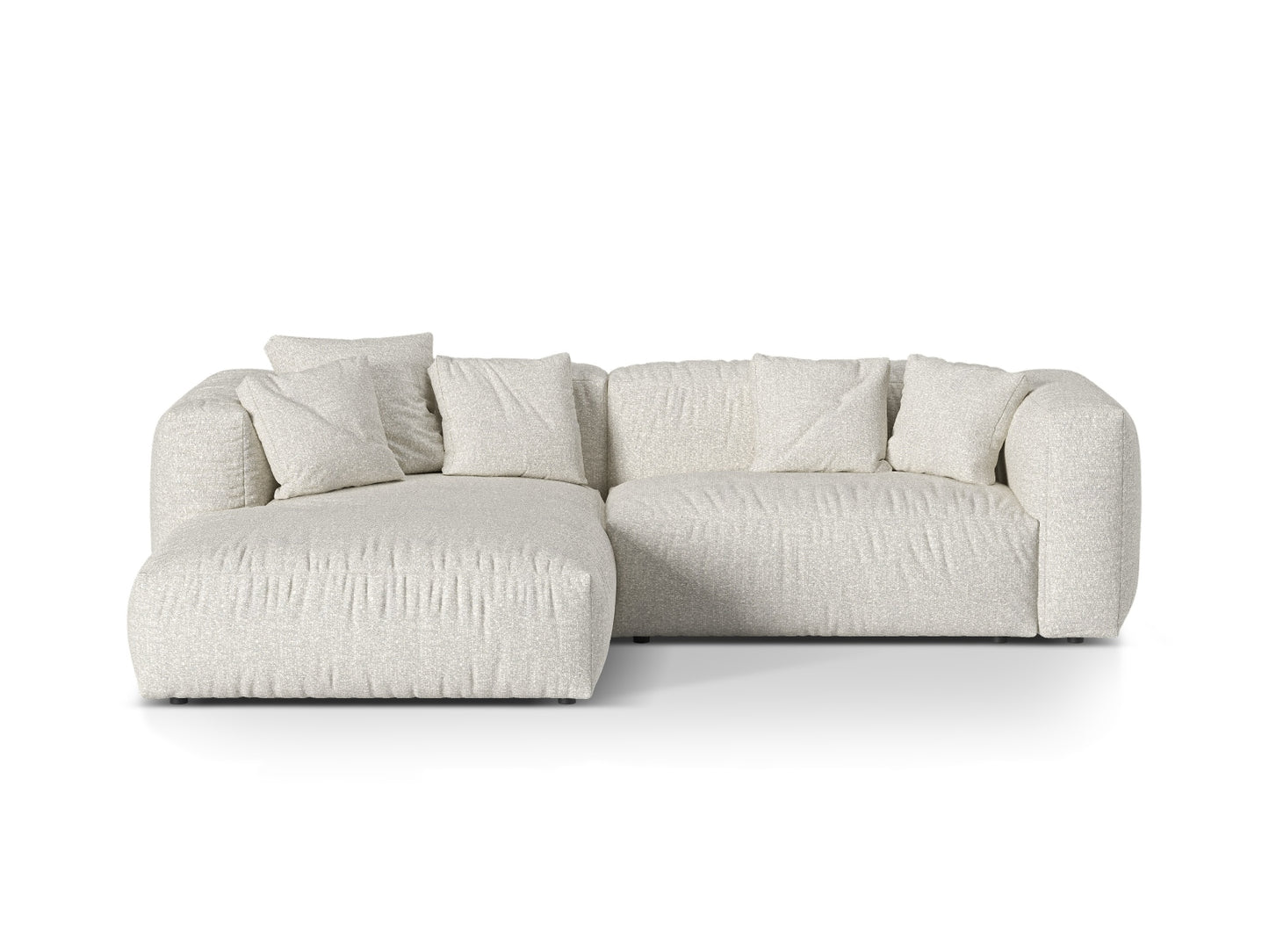 Martina — Corner Sofa Grey Beige Melange (Monet Pearl) Black Plastic Left