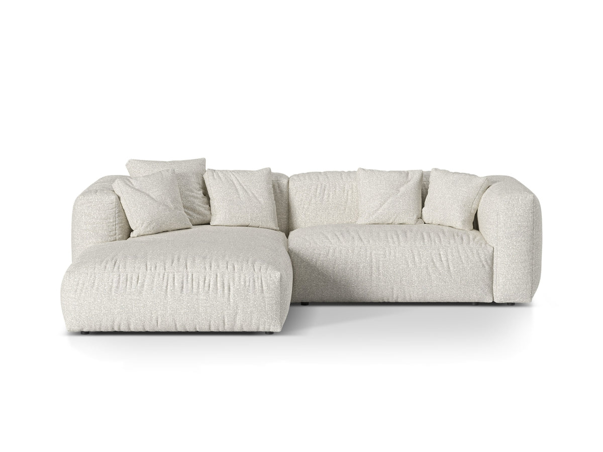 Martina — Corner Sofa Grey Beige Melange (Monet Pearl) Black Plastic Left